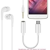 Only Support for Motorola Moto Z3 Play, Moto Z2 Play, Moto Z2 Force Edition, Moto Z Force Droid, Type-C to 3.5mm Headphone Jack Adapter USB C Headphone Connector Audio Cable Extension (White-2Pcs)
