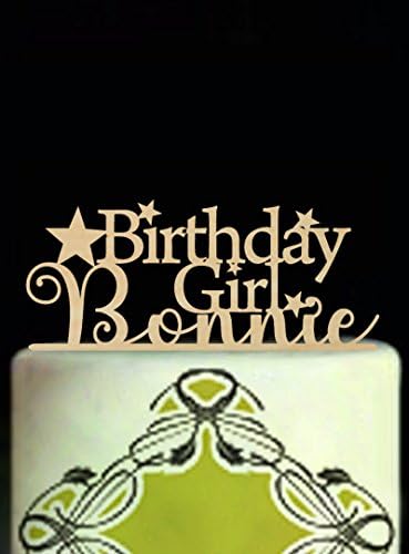 Personalized Girl Baby Shower Party Cake Decor, Girl Birthday Cake Topper, Birthday Stars Decal, Wood Cake Decor, Custom Name Birthday Cake Topper.