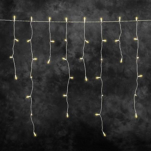 Konstsmide LED Eisregen Lichtervorhang, 200 bernsteinfarbene Dioden, 31V Außentrafo, weißes Kabel - 2761-802