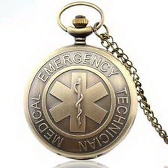 Pixle Pocket Watch - Antique Bronze EMT Pattern Vintage Pocket Watch Necklace Quartz Chain Gift Retro