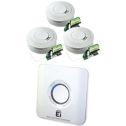 Ei Electronics Ei650RF 10-Jahres-Funkrauchwarnmelder, weiß, 3 Stück + Einknopf-Fernbedienung für Rauchwarnmelder, Ei450
