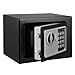 Digital Security Safe Box for Valuables- Compact Waterproof and Fireproof Steel Lock Box with Electronic Combination Keypad by Stalwart- Black