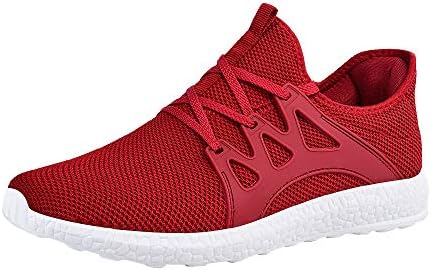 Men's Athletic Shoes Lightweight Sneaker Walking Tennis Slip On Shoes Wide Fashion Sneakers Running Work Shoes, Red White, 10 M US