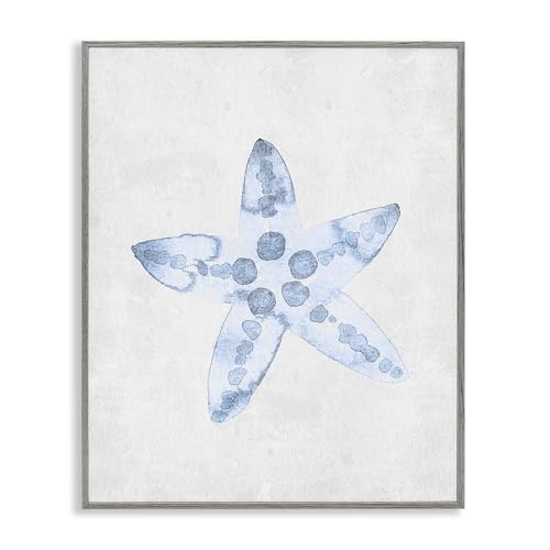 Stupell Industries Soft Watercolor Blue Starfish Gray Framed Giclee Art, design…