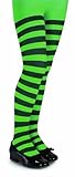 Girls Green and Black Striped Pantyhose - Child Medium