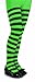 Girls Green and Black Striped Pantyhose - Child Medium