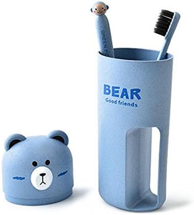 Travel Toothbrush Case Cover Cup - Toothpaste Holder Organizer With 2 Soft Charcoal Toothbrush Eco Friendly Portable Trips Travel Toothpaste Storage Box for Kids Adults (Blue)