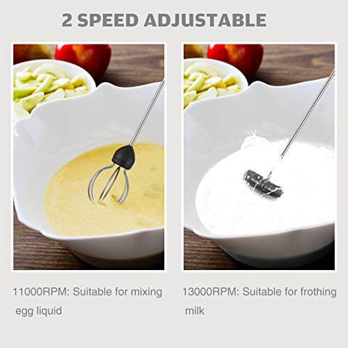 Milchaufschäumer Handheld, leegoal Elektrischer Kaffee Aufschäumer mit 2 Edelstahl-Schneebesenköpfen, 2… – Bild 5