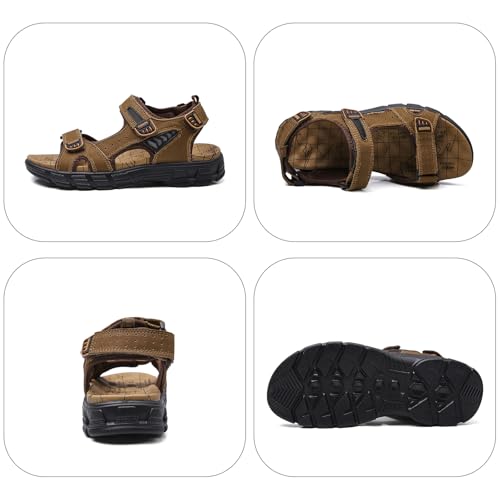 Gugifcto Men's Sandals for Trekking Hiking Sports Barefoot Leather Crabs 38-46 EU