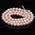 Natural Pearl Beads 100% Freshwater Natural Round Pink Pearl Loose Beads (2 Strands) with Hole 7-8mm one Strand 14.2 inch for Jewelry Making Necklace Bracelet Charms…