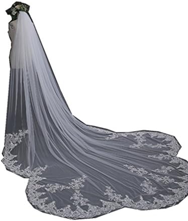 Julang White Ivory Lace Edge Cathedral Length Wedding Bridal Veil+Comb