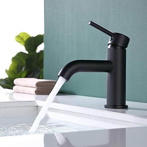 JAKARDA Single Handle Black Bathroom Faucet with Brass Drain Assembly
