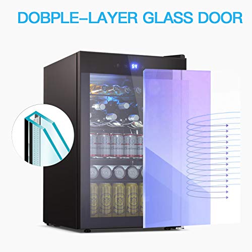 BOSSIN Beverage Refrigerator and Cooler, 120 Can Capacity with Smoky