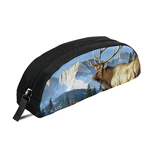 HengZhe Pencil/Pen Case Cosmetic Bag Elk Wildlife Students Pouch Stationery Holder Office Organizer