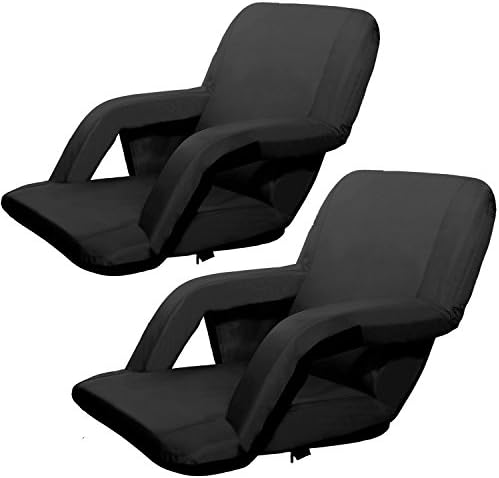 Victoria Young Portable Reclining Stadium Padded Seat, Set of 2, Black