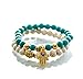 Gems of Peace - Antique White & Turquoise with Gold Charm Hamsa Buddha Bracelets