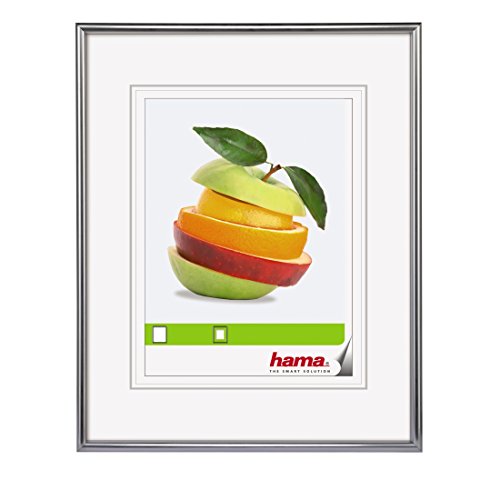 Hama Cadre Photo en Plastique Décor Sevilla (Taille du Cadre de 28 x 35 cm avec Bordure de 9 mm x 17 mm, pour Une Photo de 18 x 24 cm) Argent Mat