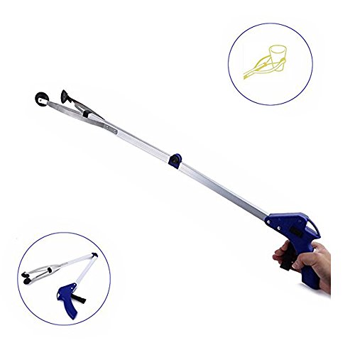 WarmClean Foldable Trash Picker, 32 inch Lightweight Aluminum Clean Tool Grabber for Pregnant Elder Disabled Hotel Garden Pool Reaching Assistant Litter Nabber Pick Up Arm Extension Reacher - Thumbnail 3