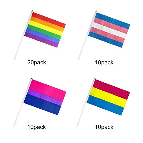 50 Pack Rainbow Gay Pride Flag Small Mini Transgender Trans Bisexual Bi Pansexual Pan Stick Flags LGBT Party Decorations