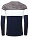 KAIUSI Men's Contrast Color Crew Neck Long Sleeve Casual T-Shirt Top Medium Blue