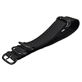 Clockwork Synergy - 5 Ring Heavy NATO PVD Black Watch Strap Bands