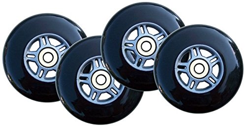 Kick Push 4 Replacement Wheels + ABEC-7 Bearings Razor Pro Kick Scooter, Black, 100mm