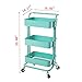 HollyHOME 3-Tier Metal Utility Service Cart Rolling Storage Shelves with Handles, Storage Utility Cart, Blue
