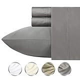 California Design Den 1000-Thread-Count 100% Cotton Dark Grey Color King Size Sheet Set - Best Bedding Sheets for Bed, Breathable, Soft & Silky Sateen Weave Fits Mattress Upto 20'' Deep Pocket