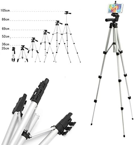 ZHCH Professional 50'' Camera Tripod Stand Holder with Tripod Bag Adjustable,Retractable Aluminum Tripod for iPhone 7 iPhone 6S&amp;Plus Samsung Galaxy S6 S7 (SILVER)