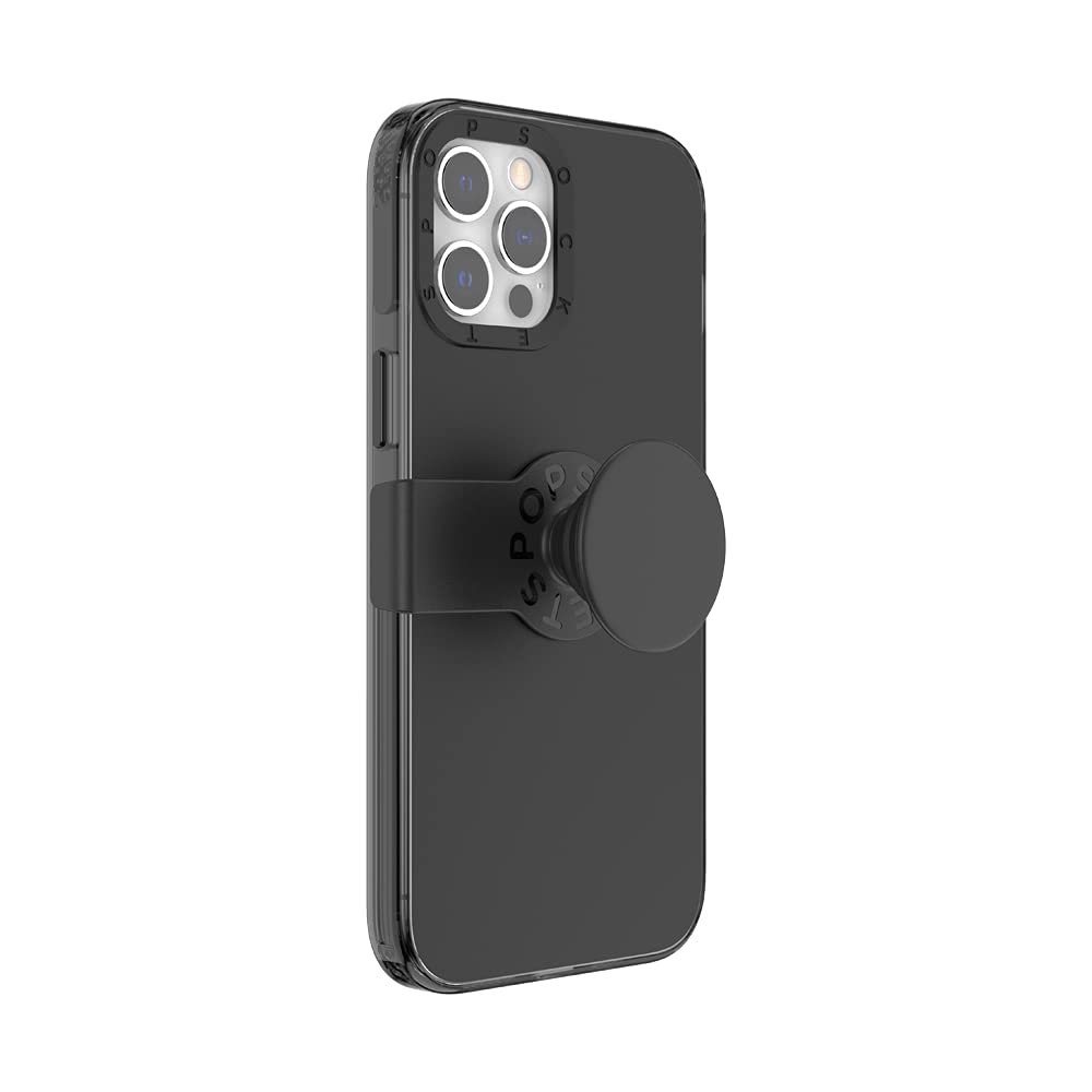 PopSockets: PopCase Phone Case for iPhone 12 Pro Max with a Repositionable PopGrip Slide Phone Stand and Grip with a Swappable Top - Black