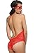 Avidlove Lingerie for Women Teddy One Piece Lace Bodysuit with Mask Red