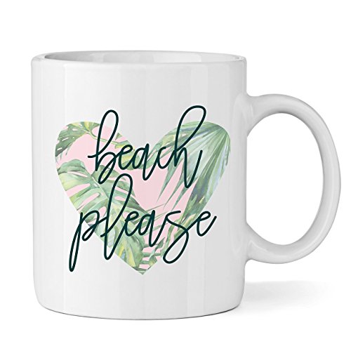 Beach Please Ceramic Coffee Mug - 11oz Coffee Cup - Fox and Clover Original