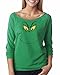 Grinch Stole Christmas Women's 3/4 Sleeve Raglan, Raw Edge Wide Neck