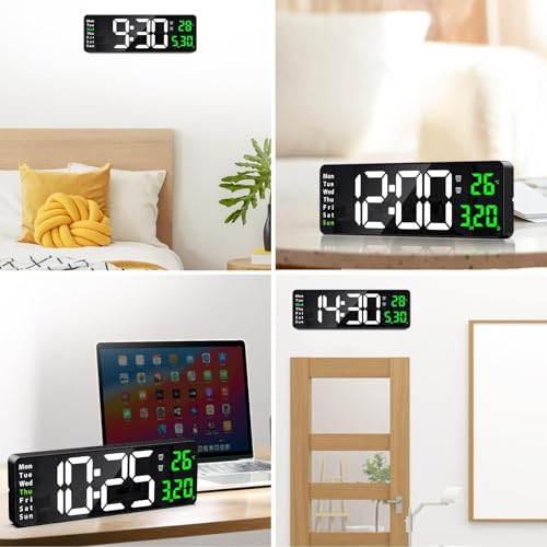X spring Digital Wall Clock Large Display, 41CM Remote Control Wall Clock, Big Digital Clock with Clear LED Display, Adjustable Brightness, Date Week Temperature, Wall Clocks for Living Room Bedroom