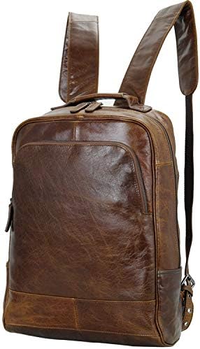 Wooly Bugged Laptop Backpack Travel School Bag Leather Brown