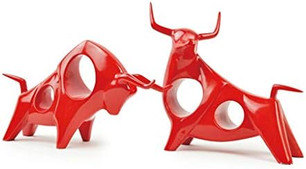 JSSFQK Cow Crafts Home Accessories TV Cabinet Decorations Bull Breeze Resin Crafts Resin Statue (Color : Red)