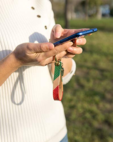 SENLLY Hand-Painted Lanyard Genuine Leather Handmade Man Woman Key Chain Holder With Brass Ring Durable Wristlet Strap for KeyChain, Car keys, Cell Mobile Phone, Charms, Lightweight Items