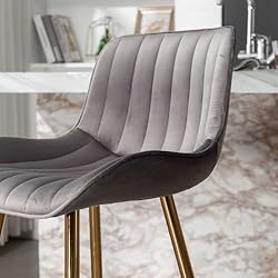 GBZB Modern Bar Stools Set of 2, Gray Velvet Bar