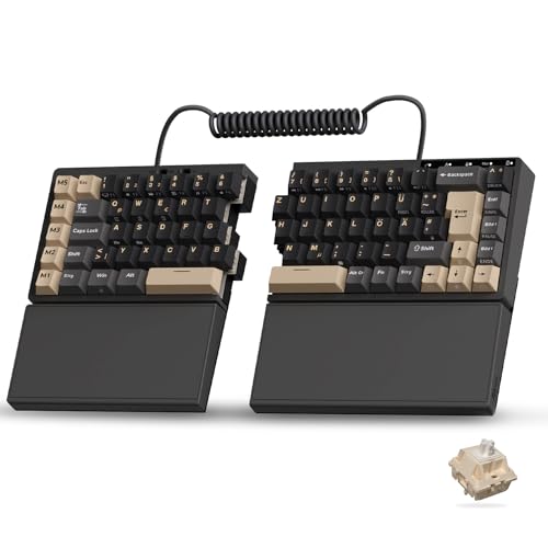 RK ROYAL KLUDGE S70 Gaming Keyboard Wireless Mechanical Ergonomic Split Design Keyboard QWERTZ with Wrist Rest, Bluetooth/2.4G/USB-C, RGB Lighting, Hot-Swap Linear Creamy Switches