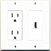 RiteAV Custom HDMI Wall Plate 1 Port - Outlet [White/White]
