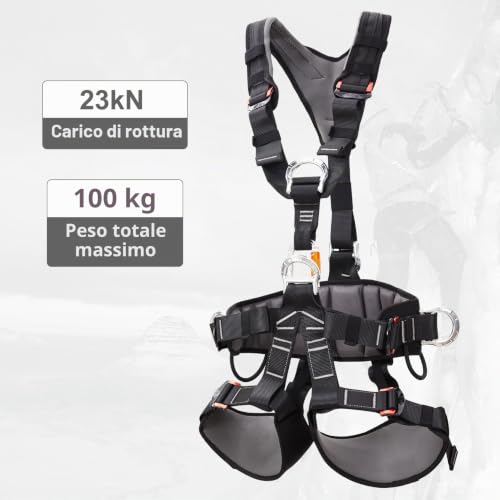 SOB CE Certified Integral Climbing Harness, Adjustable Safety Belt with Detachable Waist for Mountaineering, Rock Climbing, Double Rope Downhill, Fire Rescue, Tree