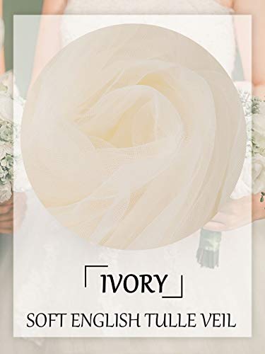 Barogirl 2 tier Wedding Veil Fingertip Length with Pencil Edge Soft Bridal Blusher Veil with Comb (Ivory without Applique)