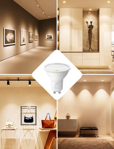 Lepro Energy Class A GU10 LED Warm White Lamp, 3.3 W 2700 K Warm White 590 lm, Not Dimmable, 100° Beam Angle, Energy-Saving GU 10 LED Bulbs for Hallway, Living Room, Bedroom, Pack of 5