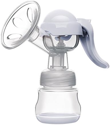 ONLIK Breastfeeding Pump with Lid-100% Food Grade BPA Free FDA Silicone Manual Breast Pump, Hands Free Milk Collector Milk Saver To Catch Leaking, Fits All Breast Sizes Easy to Use (White)