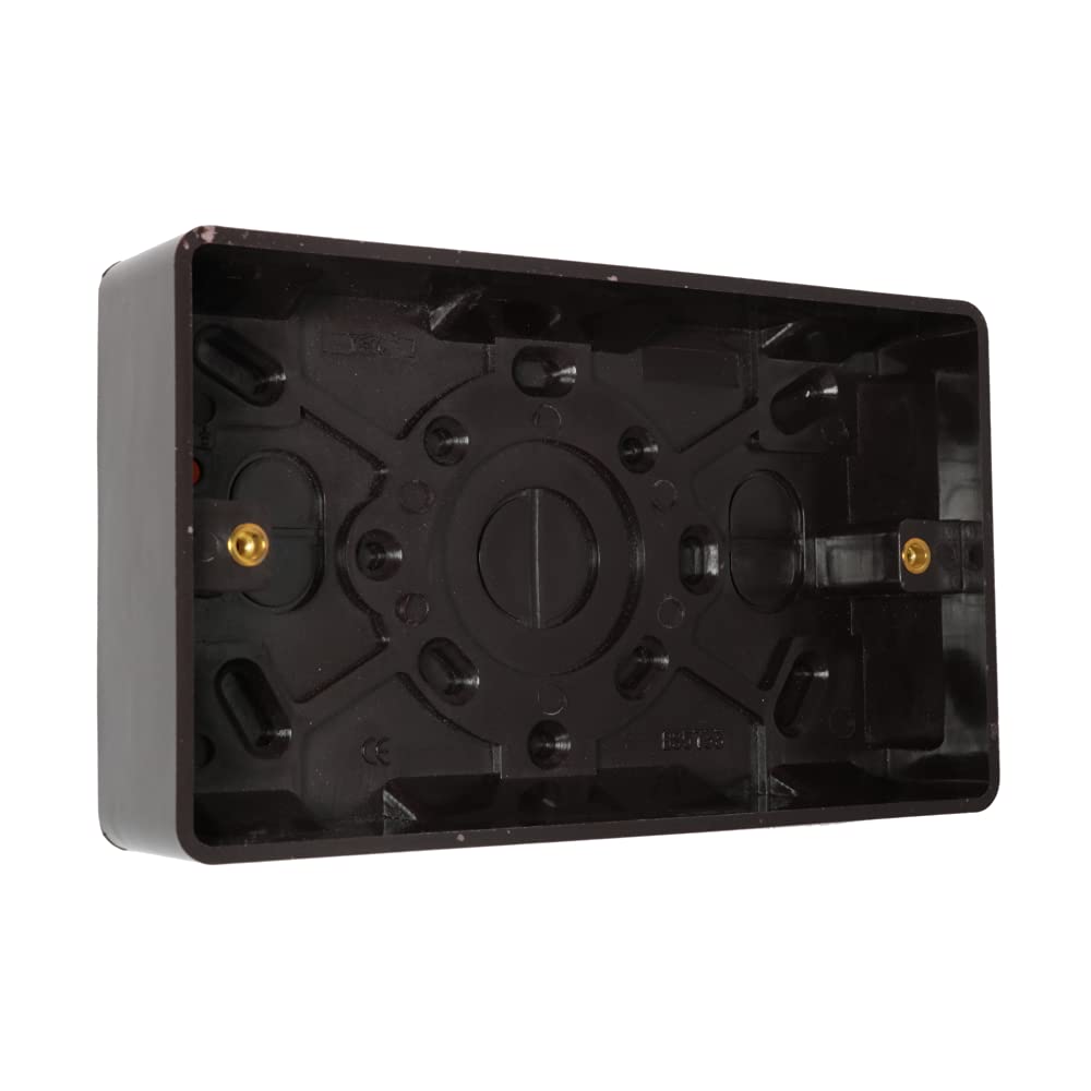 Art Deco Emporium Double 35mm Wall Pattress Box Mount in Vintage Period Style Bakelite Dark Brown Part of the New eXalt Brand. Fits Standard UK Double Plug Socket or Double Switch Plate — image 1