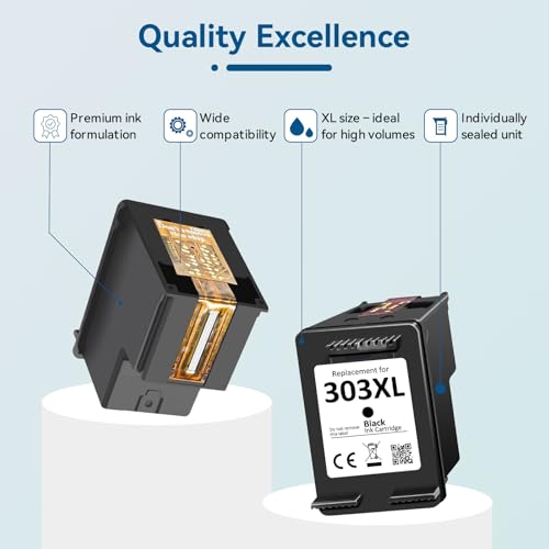 Neiber 303XL Cartouches d'encre Remplacement pour Cartouche HP 303 XL Noir et Couleur pour Encre HP 303 pour Envy Photo 6220e 6200 6230 7134 7230e 7830e 7800 Envy Inspire 7200e 7220e 7900e 7920e