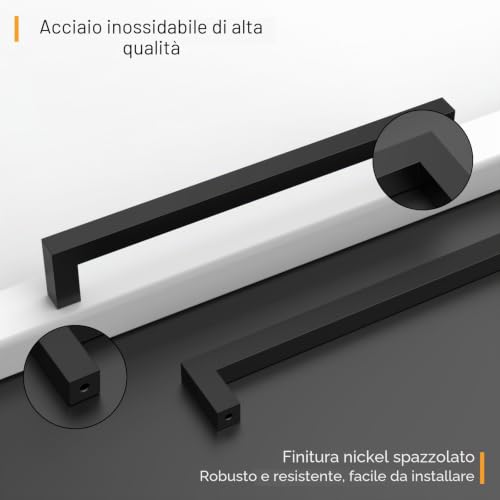 Amerdeco 5 Pieces Kitchen Furniture Handles Black Kitchen Handles Hole Distance 320mm Stainless Steel Cabinets for Kitchen Furniture Home Decor