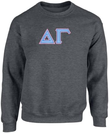 Delta Gamma Twill Letter Crewneck Sweatshirt Drk Hth Medium