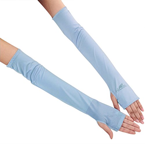BabyPrice Ice Silk Arm Sleeves UV Sun Protective Arm Protector Sun Protection Warmer Cooler 1 Pair Black for Bike Hiking Golf Outdoor Activities
