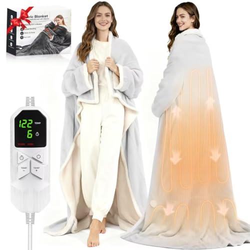 SSPATIOS Heated Blanket – Battery Operated Cordless Portable Heated Shawl,Silver